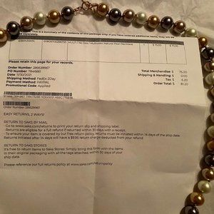 NWT Kenneth Jay Lane Multicolor Gold Grey White Pearl Necklace from Saks Fifth
